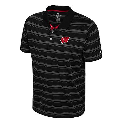 Men's Colosseum Black Wisconsin Badgers Milk Steak Polo