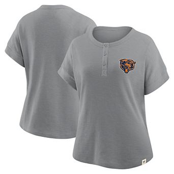 Women's Fanatics Heather Gray Chicago Bears Oversized Hometown Premium Henley Shirt
