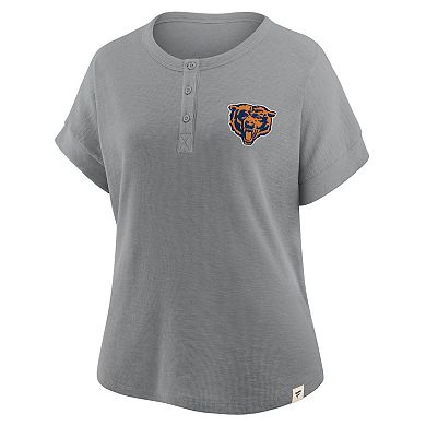 Women's Fanatics Heather Gray Chicago Bears Oversized Hometown Premium Henley Shirt