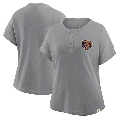 Women's Fanatics Heather Gray Chicago Bears Oversized Hometown Premium Henley Shirt