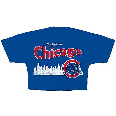 Women's Fanatics Royal Chicago Cubs Skyline Cropped T-Shirt