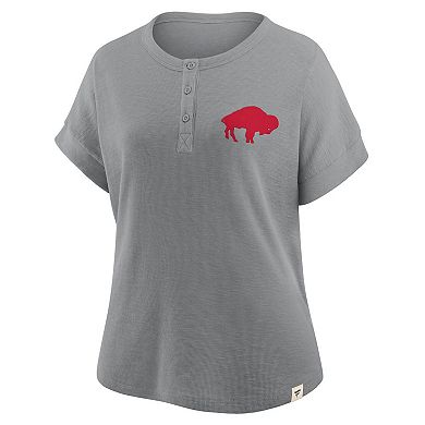 Women's Fanatics Heather Gray Buffalo Bills Oversized Hometown Premium Henley Shirt