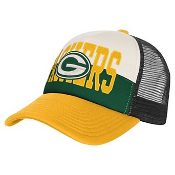 Youth White/Gold Green Bay Packers Modern Fan Trucker Adjustable Hat