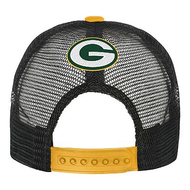 Youth White/Gold Green Bay Packers Modern Fan Trucker Adjustable Hat