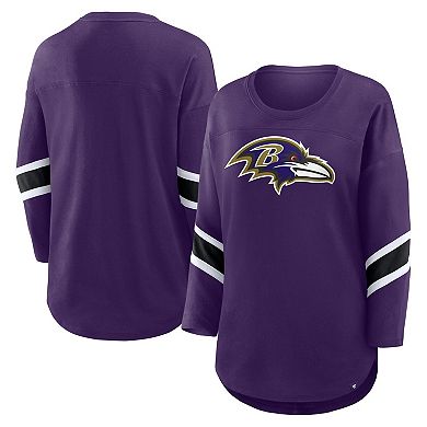 Women's Fanatics Purple Baltimore Ravens Plus Size Redzone 3/4-Sleeve Scoop Neck T-Shirt