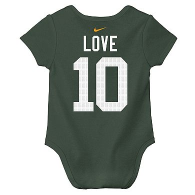Infant Nike Jordan Love Green Green Bay Packers Player Name & Number Bodysuit