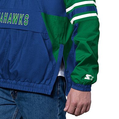 Men's Starter Royal Seattle Seahawks Vintage Logo Prospect Half-Zip Pullover