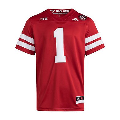 Men's adidas #1 Scarlet Nebraska Huskers Premier Jersey