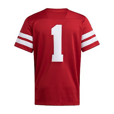 Men's adidas #1 Scarlet Nebraska Huskers Premier Jersey