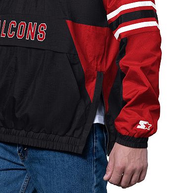 Men's Starter Black Atlanta Falcons Vintage Logo Prospect Half-Zip Pullover