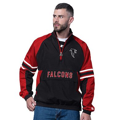 Men's Starter Black Atlanta Falcons Vintage Logo Prospect Half-Zip Pullover