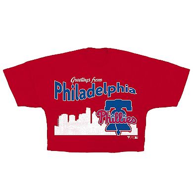 Women's Fanatics Red Philadelphia Phillies Skyline Crop T-Shirt