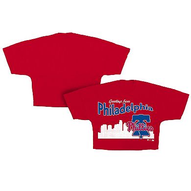 Women's Fanatics Red Philadelphia Phillies Skyline Crop T-Shirt