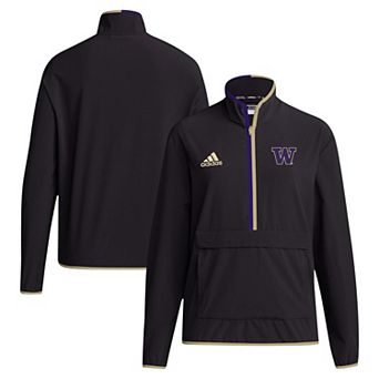 Men's adidas Black Washington Huskies 2024 Coaches Sideline Half-Zip Jacket