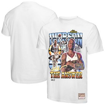 Men's Mitchell & Ness Allen Iverson White Philadelphia 76ers Hardwood Classics Commemorative Player Collage T-Shirt
