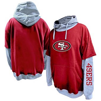 Men's Profile Scarlet/Heather Gray San Francisco 49ers Big & Tall Twofer Pullover Hoodie