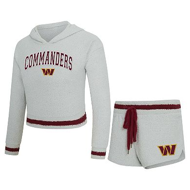 Women's Concepts Sport Gray Washington Commanders Whitley Long Sleeve Hoodie Top & Shorts Set