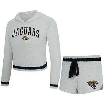 Women's Concepts Sport Gray Jacksonville Jaguars Whitley Long Sleeve Hoodie Top & Shorts Set