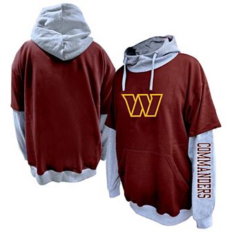 Men's Profile Burgundy/Heather Gray Washington Commanders Big & Tall Twofer Pullover Hoodie