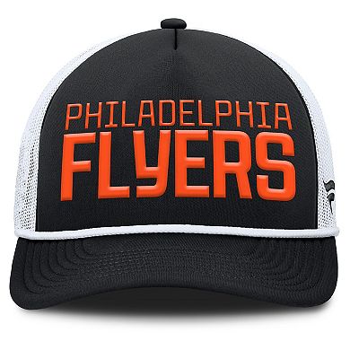 Men's Fanatics Black/White Philadelphia Flyers Heritage Dutch A-Frame Trucker Adjustable Hat