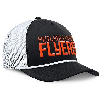 Men's Fanatics Black/White Philadelphia Flyers Heritage Dutch A-Frame Trucker Adjustable Hat