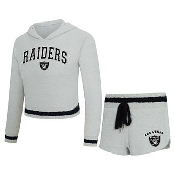 Women's Concepts Sport Gray Las Vegas Raiders Whitley Long Sleeve Hoodie Top & Shorts Set