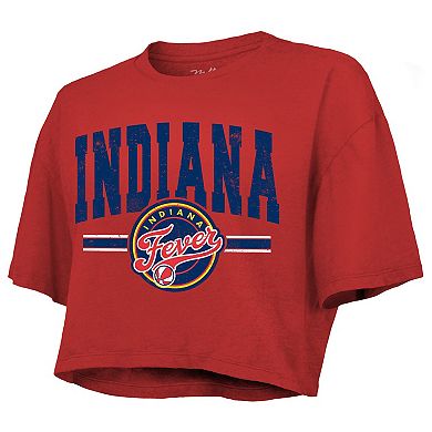 Women's Majestic Threads Red Indiana Fever Chalk Stripe Boxy Crop Top