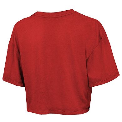 Women's Majestic Threads Red Indiana Fever Chalk Stripe Boxy Crop Top