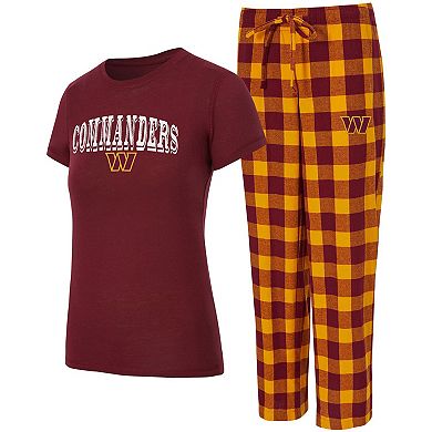 Women's Concepts Sport Washington Commanders Avondale T-Shirt & Pants Flannel PJ Set