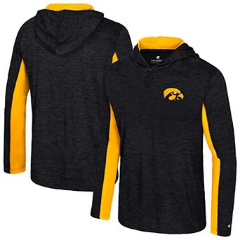 Men's Colosseum Black Iowa Hawkeyes Always Sunny Quarter-Zip Hoodie