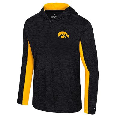 Men's Colosseum Black Iowa Hawkeyes Always Sunny Quarter-Zip Hoodie