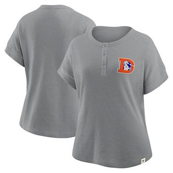 Women's Fanatics Heather Gray Denver Broncos Oversized Hometown Premium Henley Shirt