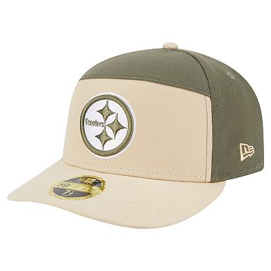Men's New Era Light Beige/Olive Pittsburgh Steelers Two-Tone Color Pack Split Panel 59FIFTY Fitted Hat