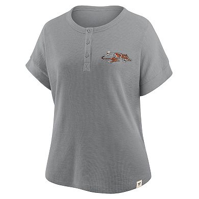 Women's Fanatics Heather Gray Cincinnati Bengals Oversized Hometown Premium Henley Shirt