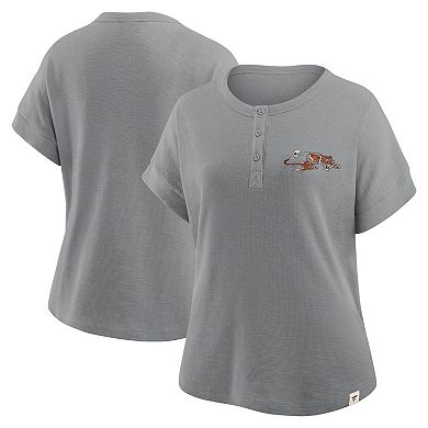 Women's Fanatics Heather Gray Cincinnati Bengals Oversized Hometown Premium Henley Shirt