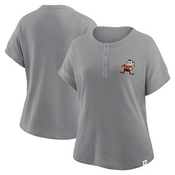 Women's Fanatics Heather Gray Cleveland Browns Oversized Hometown Premium Henley Shirt