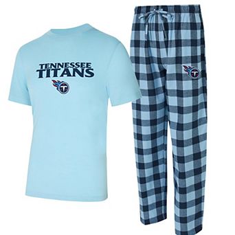 Men's Concepts Sport Light Blue/Navy Tennessee Titans Avondale T-Shirt & Flannel Pants Set