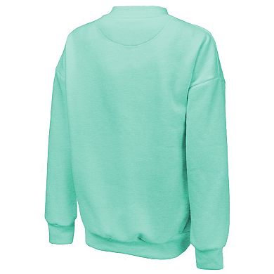 Women's Majestic Threads Mint New York Liberty Primary Logo Drop Shoulder Tri-Blend Pullover Sweatshirt