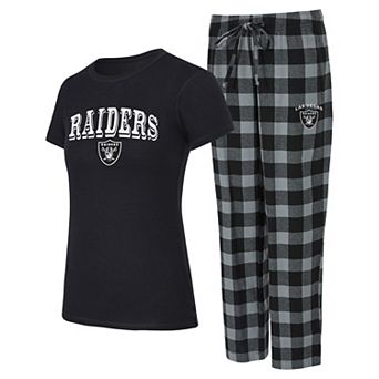 Women's Concepts Sport Las Vegas Raiders Avondale T-Shirt & Pants Flannel PJ Set