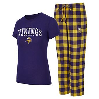 Women's Concepts Sport Purple/Gold Minnesota Vikings Avondale T-Shirt & Pants Flannel PJ Set