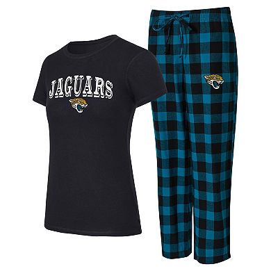 Women's Concepts Sport Jacksonville Jaguars Avondale T-Shirt & Pants Flannel PJ Set