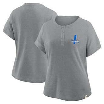 Women's Fanatics Heather Gray Detroit Lions Oversized Hometown Premium Henley Shirt