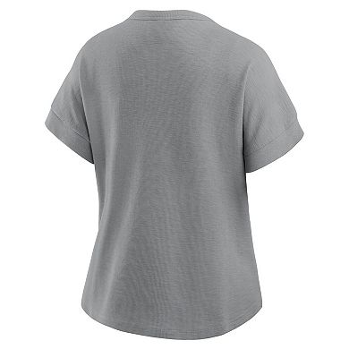 Women's Fanatics Heather Gray Green Bay Packers Oversized Hometown Premium Henley Shirt