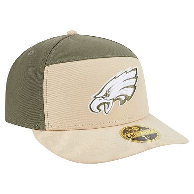 Men's New Era Light Beige/Olive Philadelphia Eagles Two-Tone Color Pack Split Panel 59FIFTY Fitted Hat