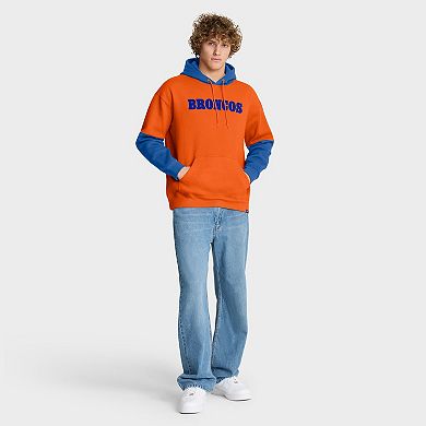 Men's Fanatics Orange Denver Broncos Helmet Retro Pullover Hoodie