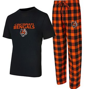 Men's Concepts Sport Black/Orange Cincinnati Bengals Avondale T-Shirt & Flannel Pants Set