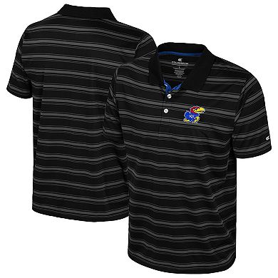 Men's Colosseum Black Kansas Jayhawks Milk Steak Polo