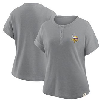 Women's Fanatics Heather Gray Minnesota Vikings Oversized Hometown Premium Henley Shirt