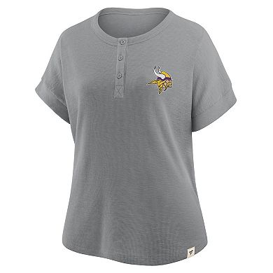 Women's Fanatics Heather Gray Minnesota Vikings Oversized Hometown Premium Henley Shirt