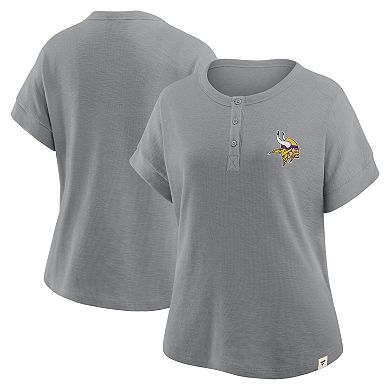 Women's Fanatics Heather Gray Minnesota Vikings Oversized Hometown Premium Henley Shirt